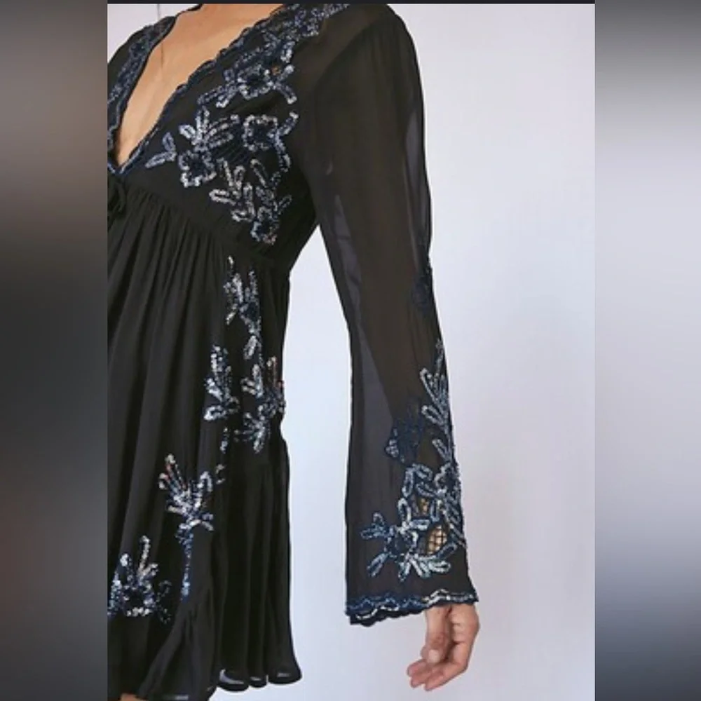 Free People Lita Embellished Mini Dress in black - Picture 4 of 12